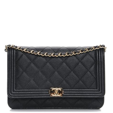 chanel boy wallet on chain quilted caviar|Chanel Black Quilted Caviar Boy Wallet On Chain WOC Pale .